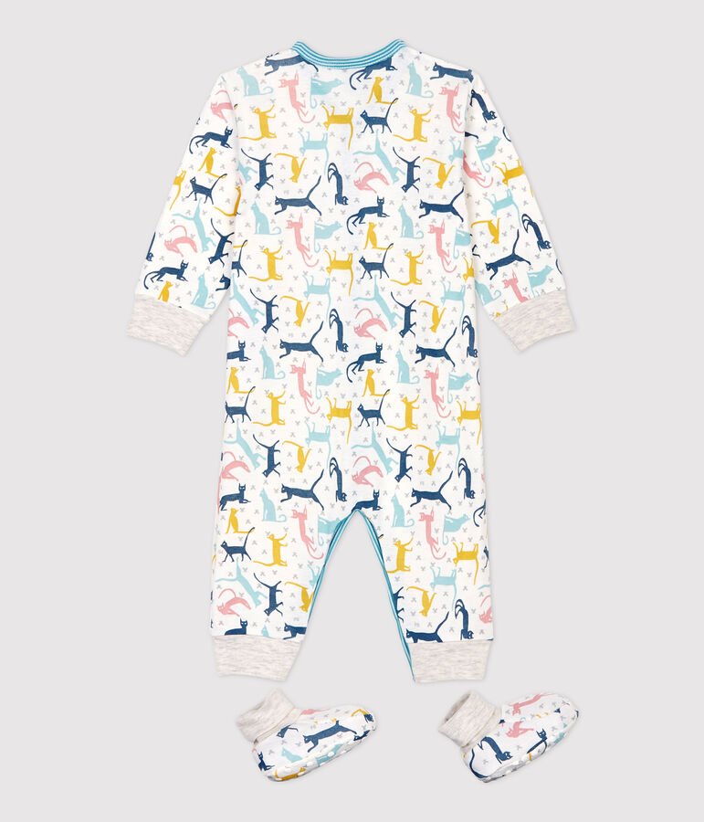 Baby-Schlaf-Set aus Baumwolle und Lyocell mit Katzen-Motiv weiss MARSHMALLOW/weiss MULTICO